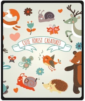 Lovely Cartoon Blanket Thick Comfortable Fleece Blanket Sheet Throw Bedding Blanket Camping Blanket Fleece Throw Blanket Baby Blanket Travel Blanket (40 x 50, cute forest creatures)