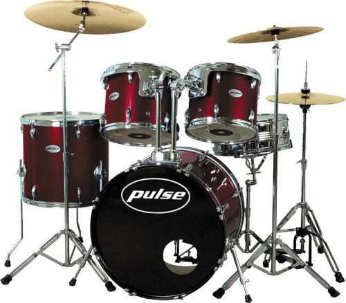 Childrens Toyshop  Musical Instruments : Pulse Pro 5-Piece Drum Set with Cymbals, Wine Red