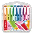 STABILO - surligneur swing cool, �tui PET de 8 pointe biseaut�e, largeur de trac�: 1,0 - 4,0 mm, mod�le de poche avec agrafe, grip antid�rapant, encre � base d'ea