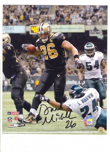 Deuce McAllister Autographed/Hand Signed New Orleans Saints 8x10 Photo (Running vs. the Eagles)