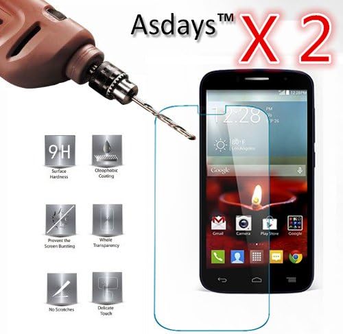Alcatel One Touch Fierce 2 7040T Pop Icon A564C Screen Protector,Axdays®,(2in1-Pack) Tempered Glass Screen Protector Perfect Fit for Alcatel One Touch Fierce 2 7040T Pop Icon A564C