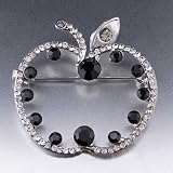 Black Swarovski Crystal Apple Brooch