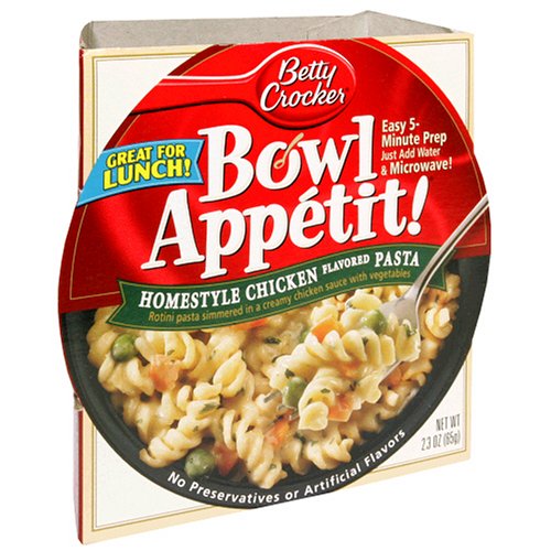Betty Crocker Bowl Appetit, Homestyle Chicken Flavored Pasta, 2.3-Ounce Bowls (Pack of 12)