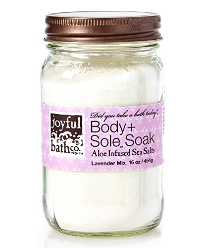 All Natural Joyful Bath Body+Sole Soak Aloe Infused Sea Salts, Lavender, 16 Ounce