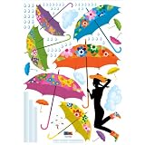 ReusableDecorationWallStickerDecal-VintagePrintUmbrellasandRainclouds