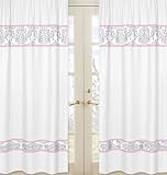 Pink, Gray and White Elizabeth Window Treatment Panels by Sweet Jojo Designs - Set of 2