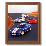 Dodge Viper Cars Racing On Track Automobile Home Wall Picture Oak Framed Art Print