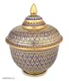 Benjarong porcelain jar, 'Golden Peacock'