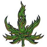 Tribal Pot Leaf Sticker~ Herb Art Decal by Ben Frank