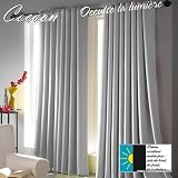 Rideau occultant &agrave; oeillets - gris clair - 140 x 260 cm extra-doux polyester