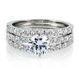Angita's Round Cut CZ Wedding Ring Trio Set