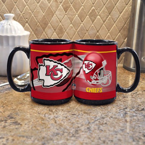 NFL Kansas City Chiefs 15-Ounce Black Helmet Mug (2 Pack)