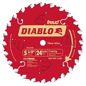 Freud D0524X Diablo 5-3 8-Inch 24 Tooth ATB Framing Cordless Trim Saw Blade with 10mm... by Diablo