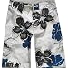 BURNSIDE Hibiscus Mens Boardshorts - White/Blue/Grey