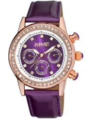 August Steiner Womens ASA818PU Mulitfunction Dazzling Strap Watch