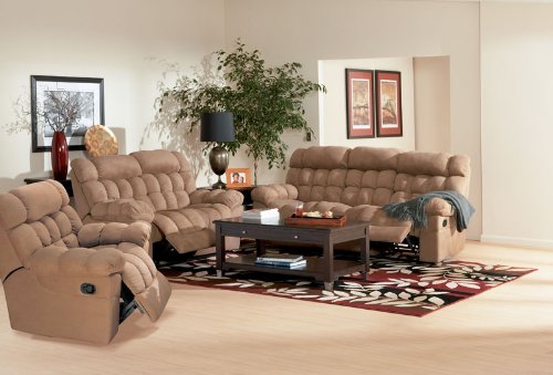Annabelle Reclining Love Seat in Mocha Microfiber