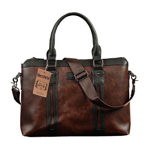 Pu leather messenger bag, berchirly business laptop bag briefcase…