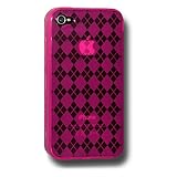 Amzer Luxe Argyle High Gloss TPU Soft Gel Skin Case for iPhone 4 (Hot Pink) ....