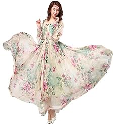 Floral Print Chiffon/Polyester/Spandex/Velvet Long Sleeves Maxi Dress 