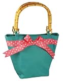 Turquoise Handbag with Pink Polka Dot Bow