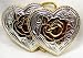 DOUBLE HEART  STERLING  SILVER/GOLD PLATED  BELT BUCKLE