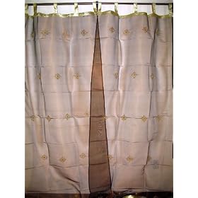 2 Chocolate Indian Sari Tab Curtains Sheers Panels by NovaHaat