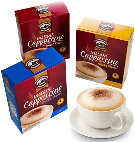 30pk Instant Cappuccino Mountain High Coffee Packets - Original, Vanilla & Mocha