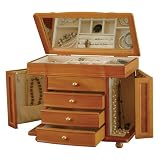Burlwood Oak Necklace Storage Jewelry Box by Goldfinger Jewelry