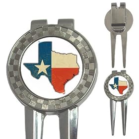 3-in-1 Golf Divot of Classic Texas Flag Texas Shaped (Republic of Texas, Flags of Texas, Texas State Flag, Texas Independence)
