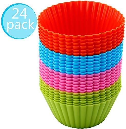 Silicone Baking Cups Purefly Cupcake Liners Muffin Cake Molds Sets 24 pack