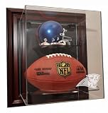 Carolina Panthers Mini Helmet and Football Case-Up Display, Mahogany - Autographed NFL Mini Helmets