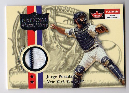 2001 Fleer National Patch Time Game Used Jersey Jorge Posada New York Yankees Baseball Card