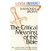 The Critical Meaning of the Bible