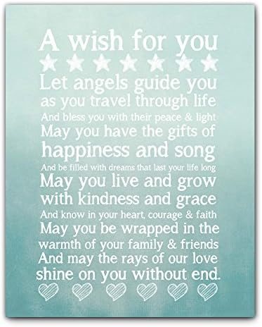 Kids Wall Art Chalkboard Typography Print in Blue, Perfect Christening, Baptism or New Baby Gift, 11x14"