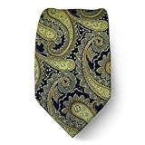IMAGE OF W-1079-C - Silk Woven Necktie - Gold - Black