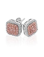 Diamond and Natural Pink Diamond Earrings 1/2ctw