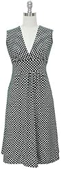Polka Dot Print Polyester/Spandex Shirred Sleeveless Summer Fall  Dress