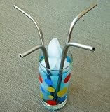 STAINLESS STEEL STRAWS. Bent Curved 9Lx1/4R normal. SET OF 4. Beverage, cocktail, drinking, sipping in metal. SMOOTH no GROOVE...germ fighting style. WORLD'S BEST QUALITY! Handmade U.S.A.**