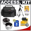 Deluxe Accessory Kit with Carrying Case + 2x Telephoto Lens + 0.5x Wide Angle Lens + 8GB SDHC Memory Card + Tripod for Compact SD/HDD Camcorders including: JVC GR-D780, GZ-HD10, GZ-HD30, GZ-HD40, Panasonic HDC-HS100, HDC-SD9-8GB, HDC-SD100, Sanyo VPC-CA8, VPC-CG9, VPC-HD800, VPC-HD1010 and Hitachi DZBD10HA