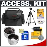 Deluxe Accessory Kit with Carrying Case + 2x Telephoto Lens + 0.5x Wide Angle Lens + 8GB SDHC Memory Card + Tripod for Compact SD/HDD Camcorders