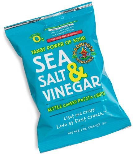 Madhouse Munchies Sea Salt & Vinegar Potato Chips, 1-Ounce Bags (Pack of 72) by Madhouse Munchies