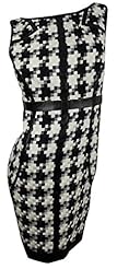 Acrylic/Polyester/Rayon/Viscose Houndstooth Print Sheath  Dress