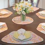 Pink Paisley Wedge-Shaped Placemat for Round Tables