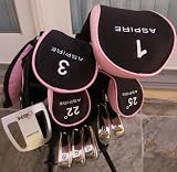 Ladies Petite Golf Club Set Complete with Bag For Women 5'0-5'5 Tall Graphite Shafts Driver 3 Wood, Hybrids, Irons, Putter Pink Color