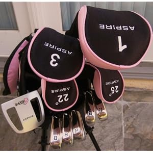 Ladies Latest Model Complete Golf Set Clubs Right Handed Pink Color Driver, 3 Wood, Hybrids, Irons, 2 Ball Putter & Bag