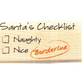 Inkadinkado Mounted Christmas Stamp SANTA'S CHECKLIST NAUGHTY - NICE -BORDERLINE For Scrapbooking, Card Making & Craft Projects