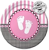 Creative Converting Sweet Baby Feet Pink Round Dinner Plates, 8 Count