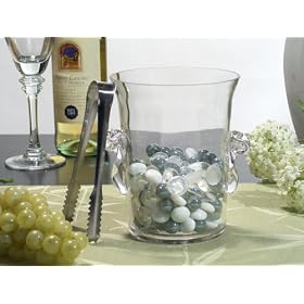 Glass Ice Bucket with Silver Ice Tongs by Bgehr