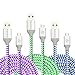 Eversame Bundle of 3 6Ft 1.8M Premium Nylon Braided High Speed USB 2.0 A Male to Micro B Sync Charger Cable Cord with Aluminum Shell For Samsung Galaxy S7 Edge, HTC One X/M9, LG G4(Blue Purple Green)