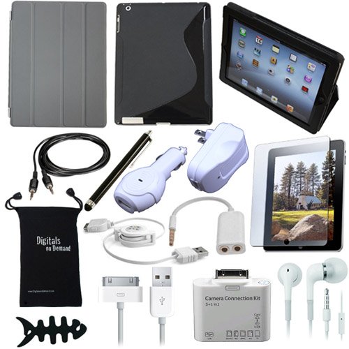 DigitalsOnDemand 15-Item Accessory Bundle for New Apple iPad 3 Wi-Fi 4G 16GB, 32GB, 64GB Tablet (3rd Generation Newest Model)